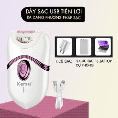 Máy tẩy lông đa năng 2in1 Kemei KM-395 gồm 2 đầu thay thế chuyên dụng nhổ lông, cạo lông, sử dụng toàn thân - Chính hãng
