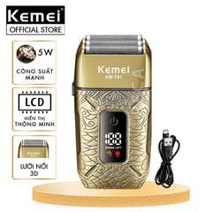 Máy cạo râu Kemei KM-T91 lưỡi nổi 3D cạo sạch nhanh, màn hình LCD, công suất mạnh mẽ 5W - Hàng chính hãng