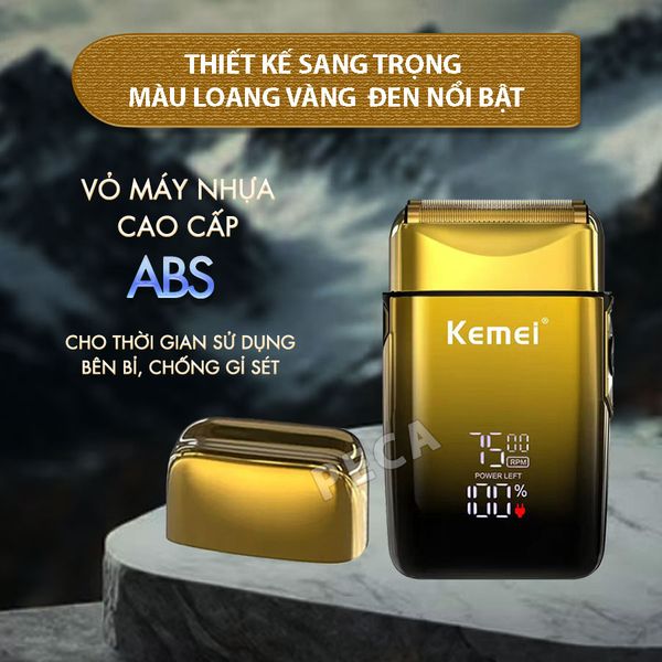 Máy cạo râu Kemei KM-TX10 điều chỉnh 3 mức tốc độ, màn hình LCD, công suất mạnh mẽ 5W - Hàng chính hãng