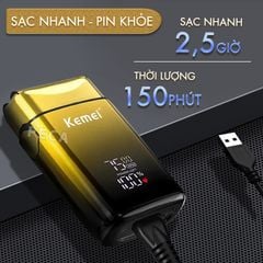Máy cạo râu Kemei KM-TX10 điều chỉnh 3 mức tốc độ, màn hình LCD, công suất mạnh mẽ 5W - Hàng chính hãng