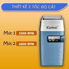 Máy cạo râu khô Kemei KM-3385 màn hình LCD thông minh, lưỡi kép nổi cạo sạch nhanh, sạc USB tiện lợi - Hàng chính hãng