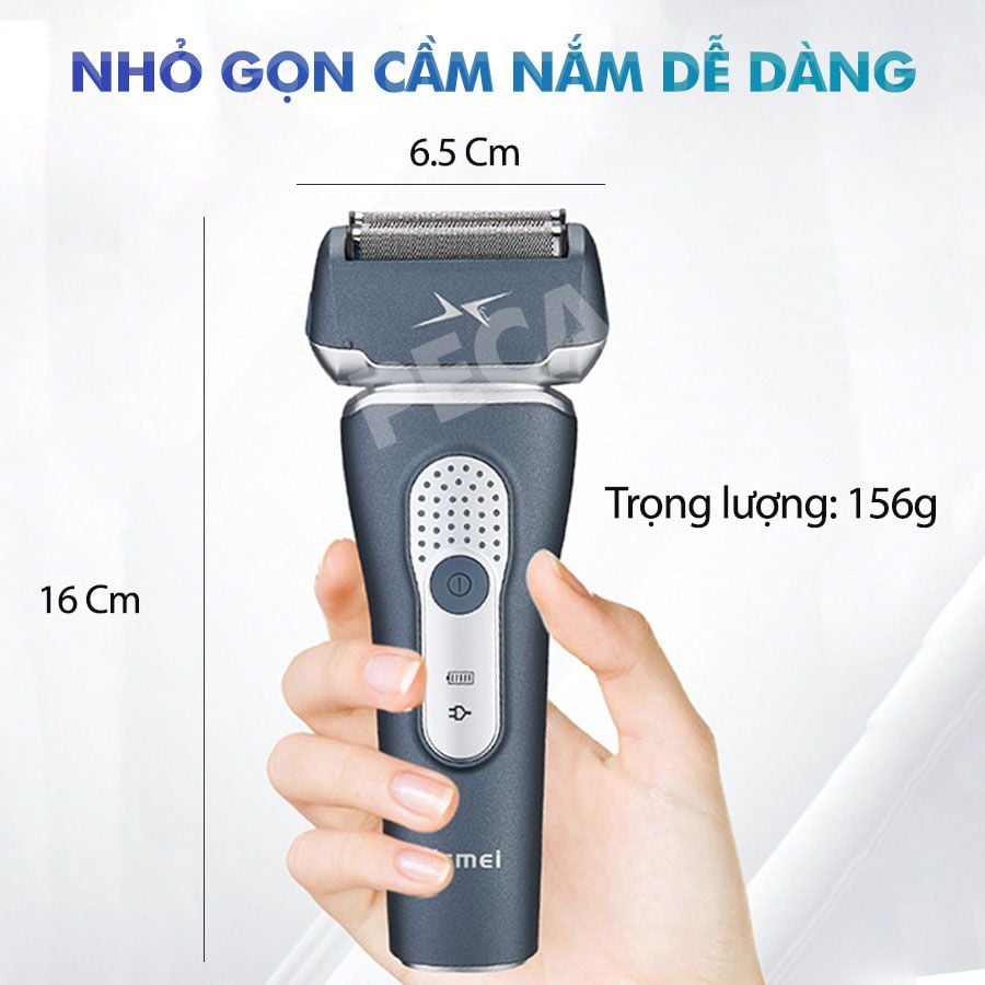 Máy cạo râu Kemei KM-111 lưỡi kép nổi cạo sạch nhanh, sạc USB tiện lợi, chống thấm nước IPX5 cạo khô và ướt đều được - Hàng chính hãng