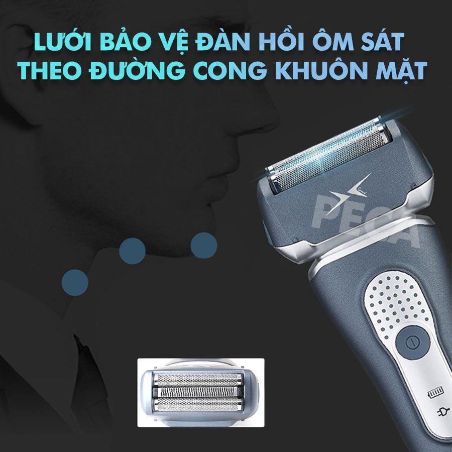 Máy cạo râu Kemei KM-111 lưỡi kép nổi cạo sạch nhanh, sạc USB tiện lợi, chống thấm nước IPX5 cạo khô và ướt đều được - Hàng chính hãng