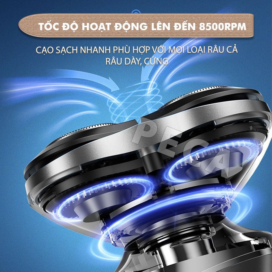 Máy cạo râu khô và ướt KEMEI KM-T85 chống thấm nước IPX6 công suất 8W sạc USB nhanh 1.5 giờ - Chính hãng