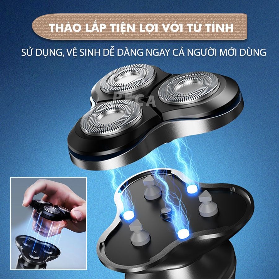 Máy cạo râu khô và ướt KEMEI KM-T85 chống thấm nước IPX6 công suất 8W sạc USB nhanh 1.5 giờ - Chính hãng