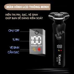 Máy cạo râu khô và ướt KEMEI KM-T85 chống thấm nước IPX6 công suất 8W sạc USB nhanh 1.5 giờ - Chính hãng