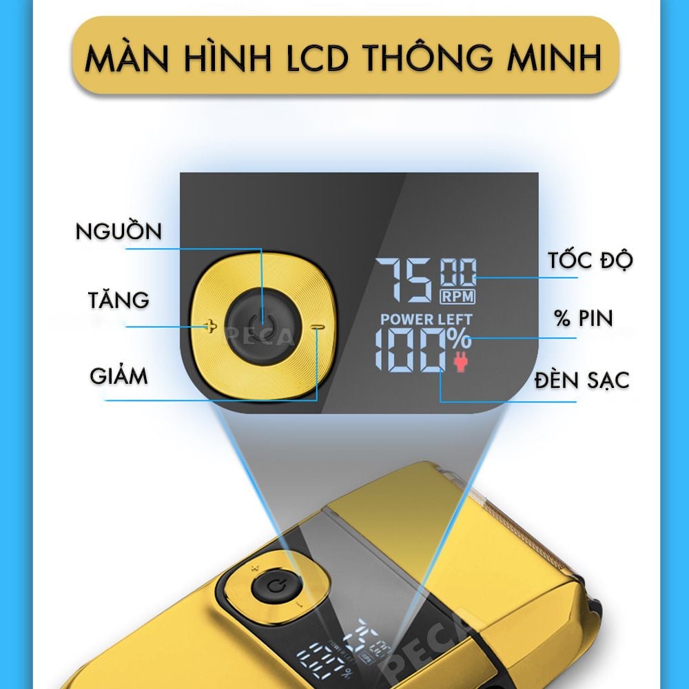 Máy cạo râu Kemei KM-2028 màn hình LCD thông minh 3 tốc độ cắt- có thể fade tóc - phân phối chính hãng