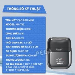 Máy cạo râu mini lưỡi kép Kemei KM-T82 màn hình LCD, công suất 5w mạnh mẽ cảm biến râu thông minh - Hàng chính hãng