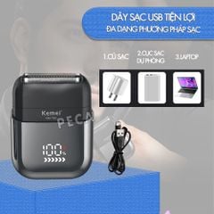 Máy cạo râu mini lưỡi kép Kemei KM-T82 màn hình LCD, công suất 5w mạnh mẽ cảm biến râu thông minh - Hàng chính hãng