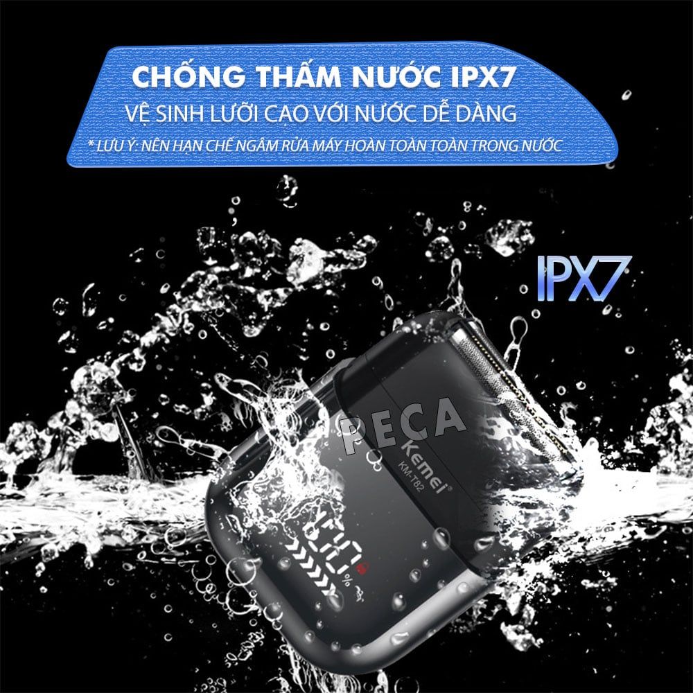 Máy cạo râu mini lưỡi kép Kemei KM-T82 màn hình LCD, công suất 5w mạnh mẽ cảm biến râu thông minh - Hàng chính hãng