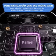 Máy cạo râu mini lưỡi kép Kemei KM-T82 màn hình LCD, công suất 5w mạnh mẽ cảm biến râu thông minh - Hàng chính hãng