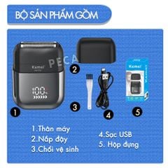 Máy cạo râu mini lưỡi kép Kemei KM-T82 màn hình LCD, công suất 5w mạnh mẽ cảm biến râu thông minh - Hàng chính hãng