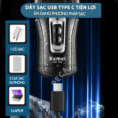 Máy cạo râu mini Kemei KM-T98 công suất mạnh mẽ 5W chống nước IPX5 - Hàng chính hãng