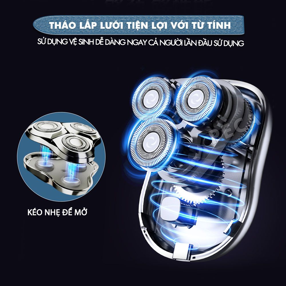 Máy cạo râu mini lưỡi nổi 3D Kemei KM-T83 màn hình LCD, công suất 5w mạnh mẽ - Hàng chính hãng