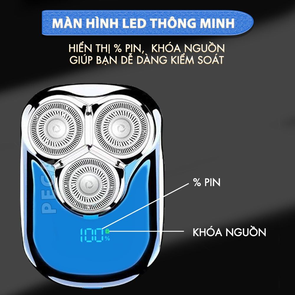 Máy cạo râu mini lưỡi nổi 3D Kemei KM-T83 màn hình LCD, công suất 5w mạnh mẽ - Hàng chính hãng