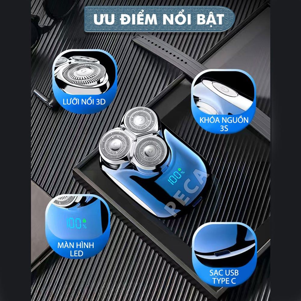 Máy cạo râu mini lưỡi nổi 3D Kemei KM-T83 màn hình LCD, công suất 5w mạnh mẽ - Hàng chính hãng