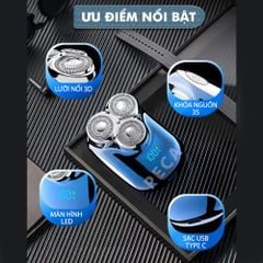 Máy cạo râu mini lưỡi nổi 3D Kemei KM-T83 màn hình LCD, công suất 5w mạnh mẽ - Hàng chính hãng