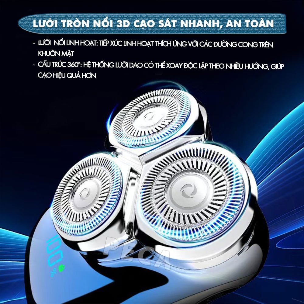 Máy cạo râu mini lưỡi nổi 3D Kemei KM-T83 màn hình LCD, công suất 5w mạnh mẽ - Hàng chính hãng