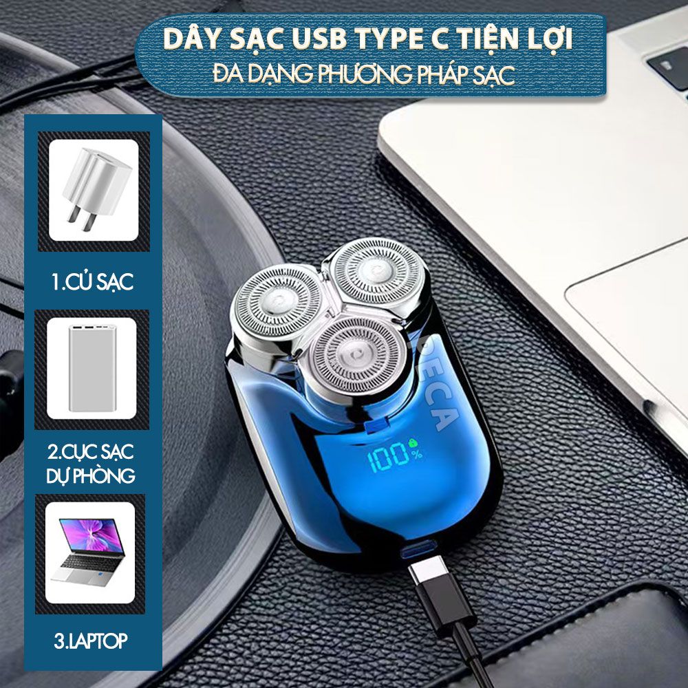 Máy cạo râu mini lưỡi nổi 3D Kemei KM-T83 màn hình LCD, công suất 5w mạnh mẽ - Hàng chính hãng