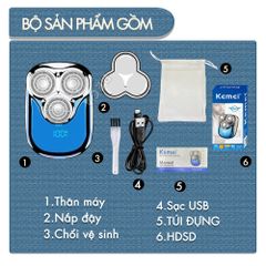 Máy cạo râu mini lưỡi nổi 3D Kemei KM-T83 màn hình LCD, công suất 5w mạnh mẽ - Hàng chính hãng