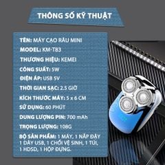 Máy cạo râu mini lưỡi nổi 3D Kemei KM-T83 màn hình LCD, công suất 5w mạnh mẽ - Hàng chính hãng
