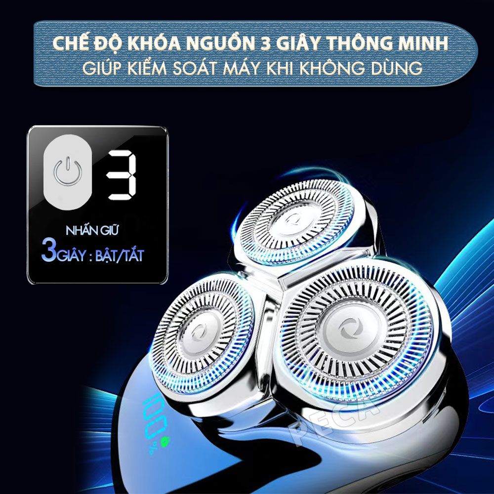 Máy cạo râu mini lưỡi nổi 3D Kemei KM-T83 màn hình LCD, công suất 5w mạnh mẽ - Hàng chính hãng