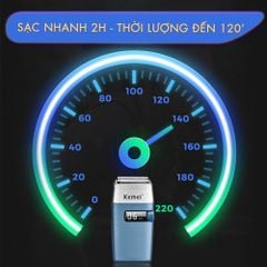 Máy cạo râu khô Kemei KM-3385 màn hình LCD thông minh, lưỡi kép nổi cạo sạch nhanh, sạc USB tiện lợi - Hàng chính hãng