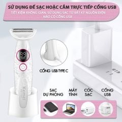 Máy tẩy lông đa năng 11in1 Kemei KM-7101 gồm đầu thay thế chuyên dụng cạo lông, sử dụng toàn thân - Chính hãng