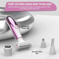 Máy tẩy lông đa năng 4in1 Kemei KM-6714 gồm 4 đầu thay thế chuyên dụng cạo lông toàn thân, tỉa lông mũi - Chính hãng