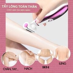 Máy tẩy lông đa năng 4in1 Kemei KM-6714 gồm 4 đầu thay thế chuyên dụng cạo lông toàn thân, tỉa lông mũi - Chính hãng