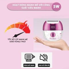 Máy cạo tẩy lông Kemei KM-285 chuyên dùng cạo lông toàn thân, bikini sử dụng pin sạc tiện lợi công suất 5W - Chính hãng