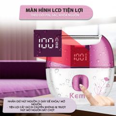 Máy cạo tẩy lông Kemei KM-285 chuyên dùng cạo lông toàn thân, bikini sử dụng pin sạc tiện lợi công suất 5W - Chính hãng