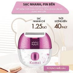 Máy cạo tẩy lông Kemei KM-285 chuyên dùng cạo lông toàn thân, bikini sử dụng pin sạc tiện lợi công suất 5W - Chính hãng
