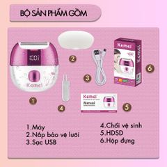 Máy cạo tẩy lông Kemei KM-285 chuyên dùng cạo lông toàn thân, bikini sử dụng pin sạc tiện lợi công suất 5W - Chính hãng