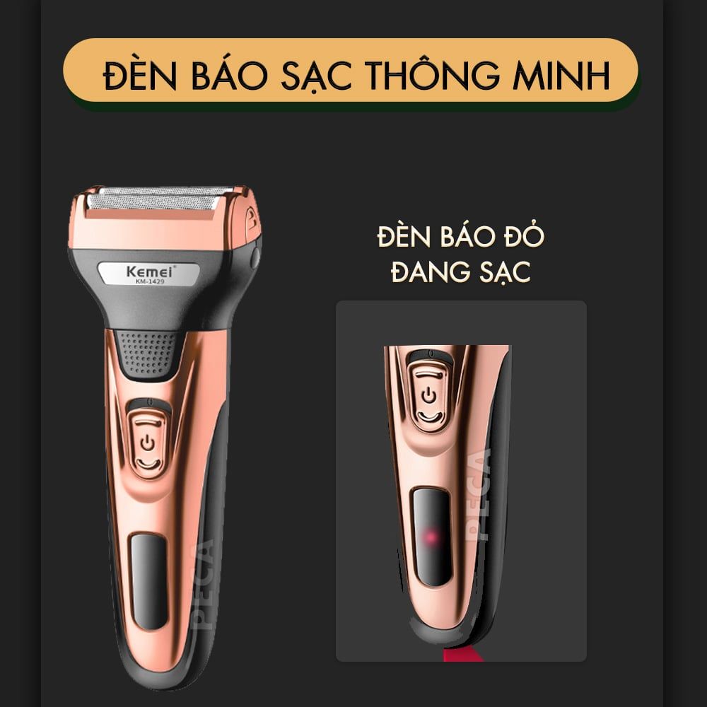 Máy cạo râu đa năng 3IN1 Kemei KM-1429 có thể cạo râu, cắt tóc, tỉa lông mũi, cạo khô và ướt, máy cạo râu chính hãng