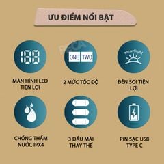 Máy chà gót chân 3in1 Kemei KM-6865 điều chỉnh 2 mức tốc độ, màn hình LED tiện lợi - Chính hãng
