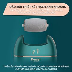 Máy chà gót chân 3in1 Kemei KM-6865 điều chỉnh 2 mức tốc độ, màn hình LED tiện lợi - Chính hãng