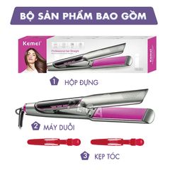 Máy duỗi tóc Kemei KM-2301 bảng nhiệt lớn 4.5 cm, điều chỉnh nhiều mức nhiệt sử dụng được cho mọi loại tóc thích hợp sử dụng salon - Hàng chính hãng