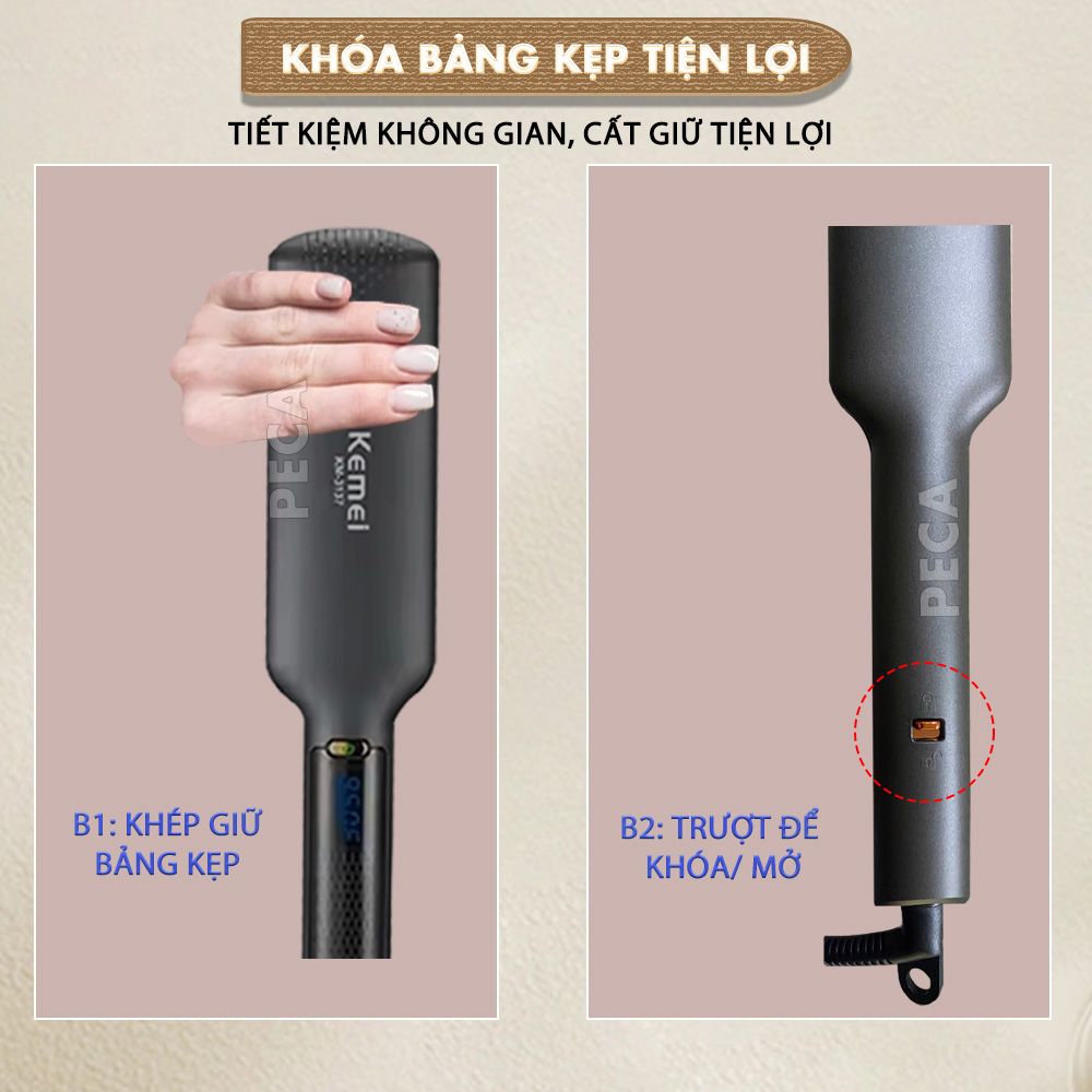 Máy duỗi tóc Kemei KM-3137 bảng nhiệt lớn 5 cm, điều chỉnh 11 mức nhiệt sử dụng được cho mọi loại tóc thích hợp sử dụng salon - Hàng chính hãng
