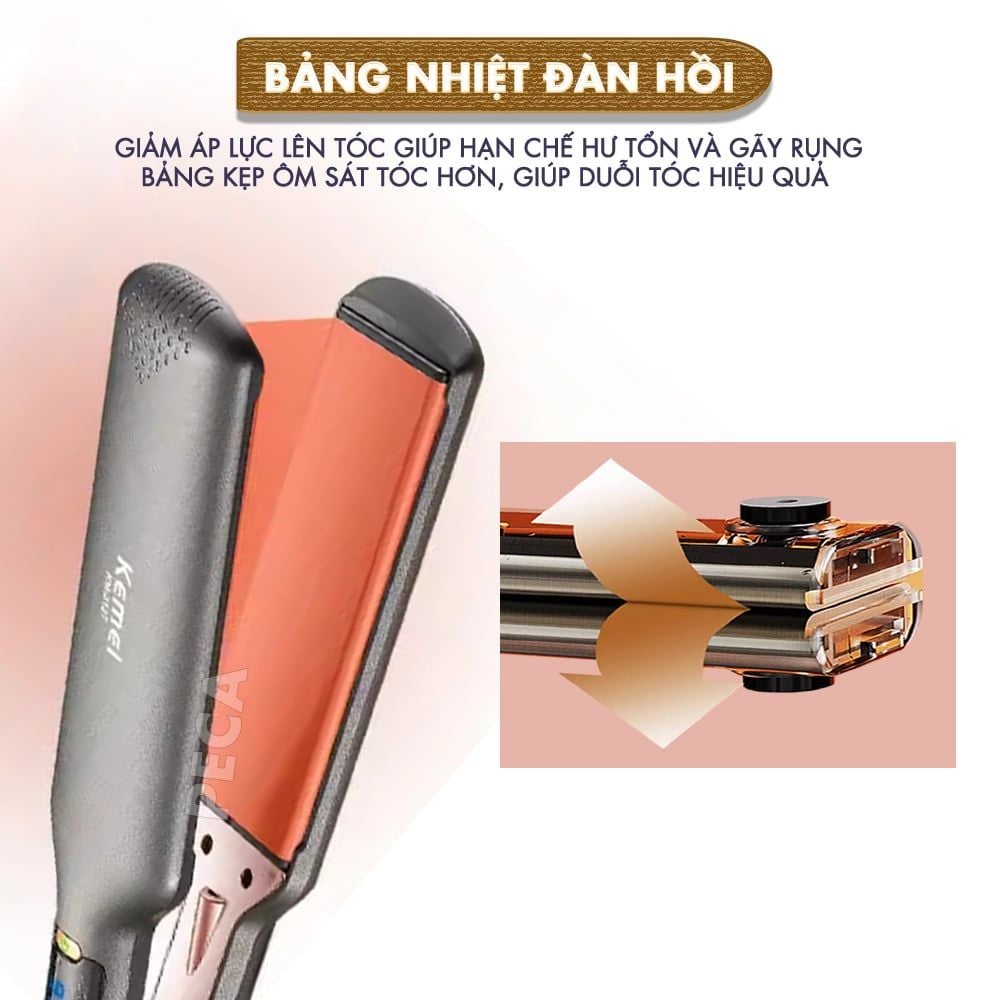 Máy duỗi tóc Kemei KM-3137 bảng nhiệt lớn 5 cm, điều chỉnh 11 mức nhiệt sử dụng được cho mọi loại tóc thích hợp sử dụng salon - Hàng chính hãng