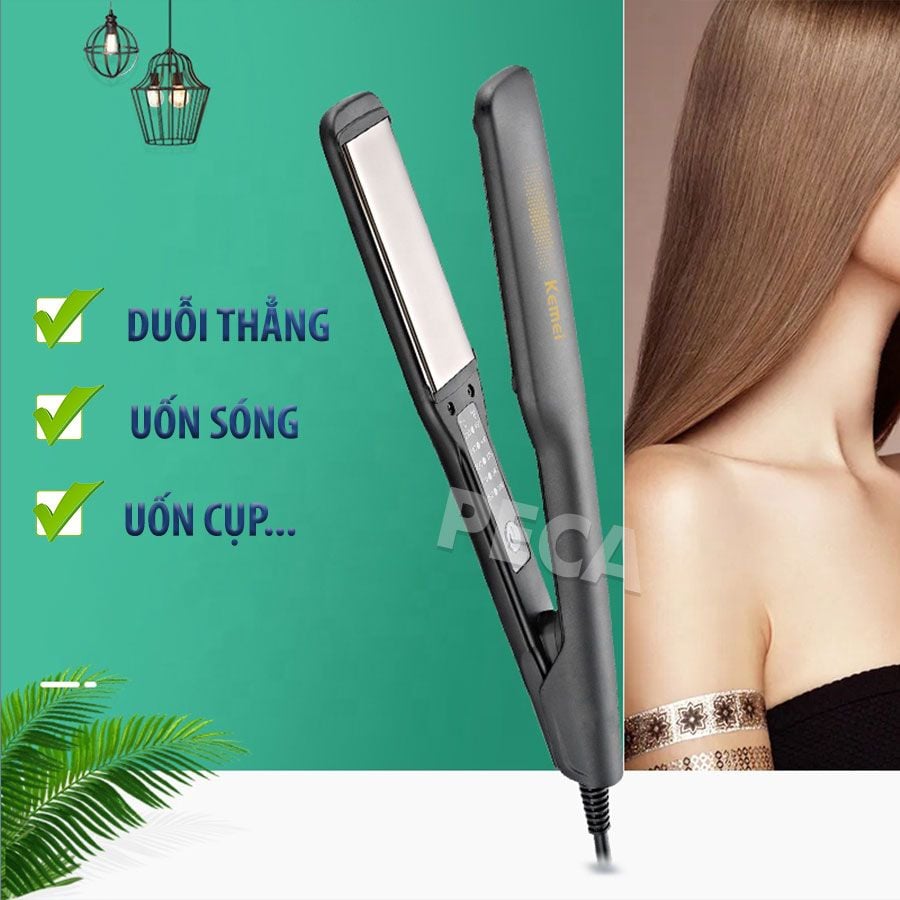 Máy duỗi tóc Kemei KM-2518 điều chỉnh 5 mức nhiệt sử dụng được cho mọi loại tóc