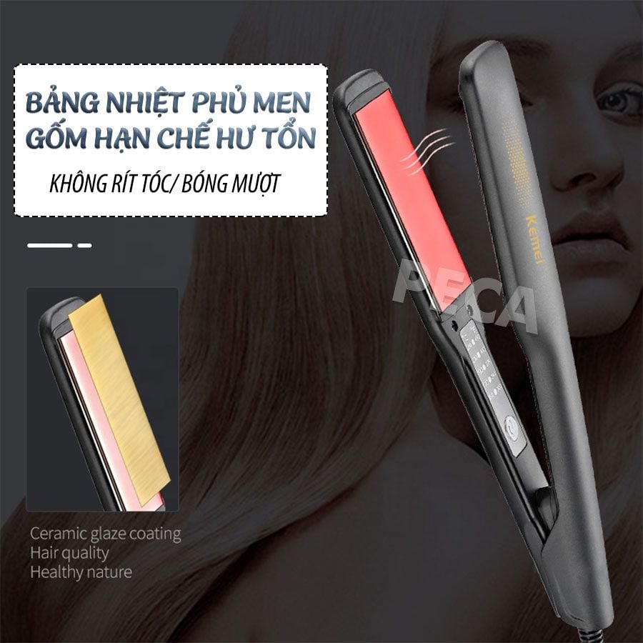 Máy duỗi tóc Kemei KM-2518 điều chỉnh 5 mức nhiệt sử dụng được cho mọi loại tóc