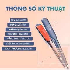 Máy duỗi tóc Kemei KM-740 điều chỉnh 6 mức nhiệt độ bảng nhiệt lớn sử dụng được cho mọi loại tóc