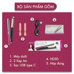 Máy duỗi tóc không dây Kemei KM-555 chuyên nghiệp điều chỉnh 4 mức nhiệt độ phù hợp sử dụng mọi loại tóc - Hàng chính hãng