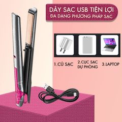Máy duỗi tóc không dây Kemei KM-555 chuyên nghiệp điều chỉnh 4 mức nhiệt độ phù hợp sử dụng mọi loại tóc - Hàng chính hãng