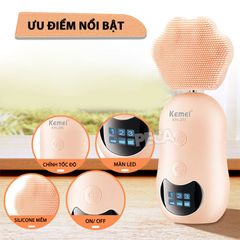 Máy rửa mặt đa năng 2in1 Kemei KM-293 điều chỉnh 3 mức tốc độ, kèm đầu lăn nâng cơ massage giảm thâm mắt - Hàng chính hãng