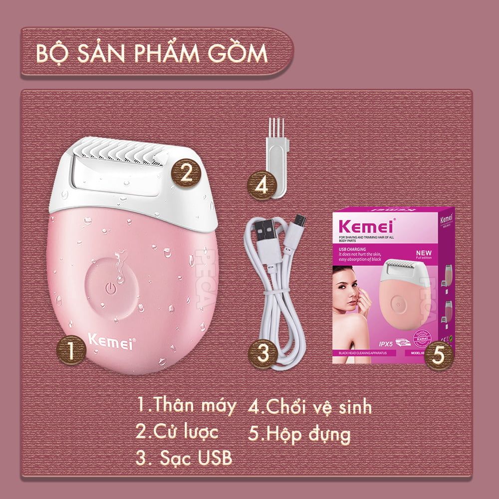 Máy tẩy lông mini Kemei KM-3213 chuyên dùng cạo lông toàn thân chống thấm nước dùng cạo cho mặt ,râu, ria mép sử dụng pin sạc tiện lợi