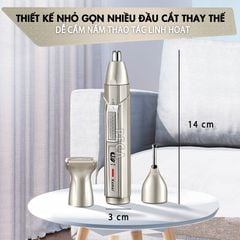 Máy tỉa lông mũi đa năng Kemei KM-315 gồm 3 đầu thay chuyên dụng tỉa lông mũi, tỉa râu, lông dùng pin sạc USB tiện lợi - phân phối chính hãng