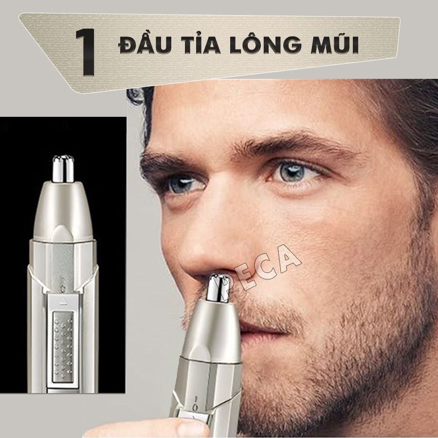 Máy tỉa lông mũi đa năng Kemei KM-315 gồm 3 đầu thay chuyên dụng tỉa lông mũi, tỉa râu, lông dùng pin sạc USB tiện lợi - phân phối chính hãng