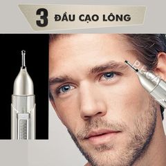 Máy tỉa lông mũi đa năng Kemei KM-315 gồm 3 đầu thay chuyên dụng tỉa lông mũi, tỉa râu, lông dùng pin sạc USB tiện lợi - phân phối chính hãng